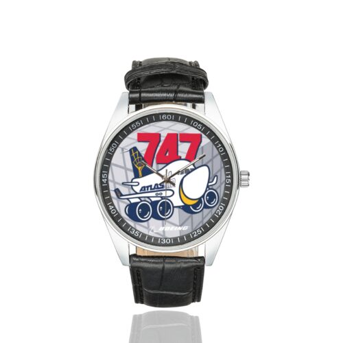 Alternative view of Atlas Air 747 Men's Casual Leather Strap Watch.
