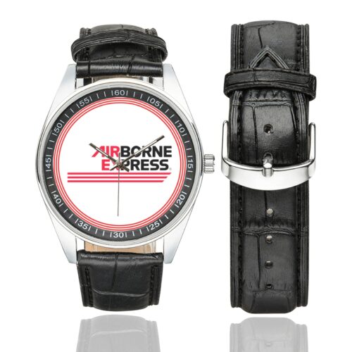 Airborne express Men's Casual Leather Strap Watch.