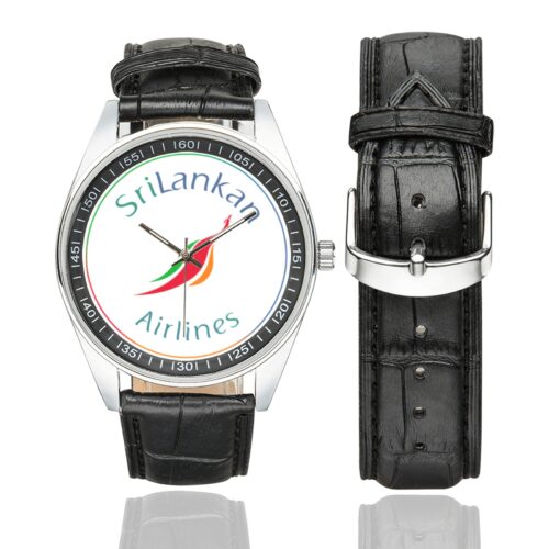 sri lankan v2 Men's Casual Leather Strap Watch.