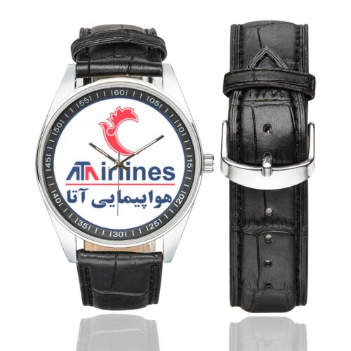 ATA airlines Men's Casual Leather Strap Watch.