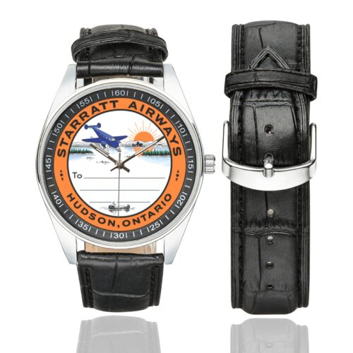 Starratt airways Men's Casual Leather Strap Watch.