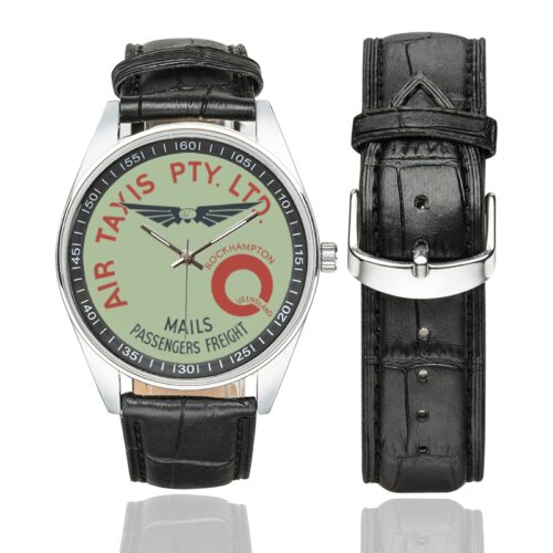 Air taxis Men's Casual Leather Strap Watch.