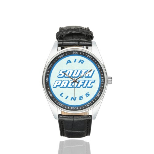 Alternative view of south pacific airlines Men's Casual Leather Strap Watch.