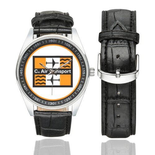 companie air transport Men's Casual Leather Strap Watch.