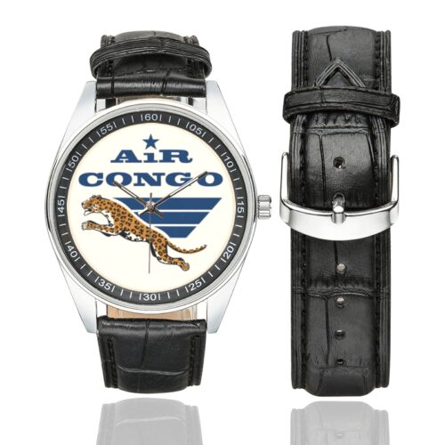 vintage air congo Men's Casual Leather Strap Watch.