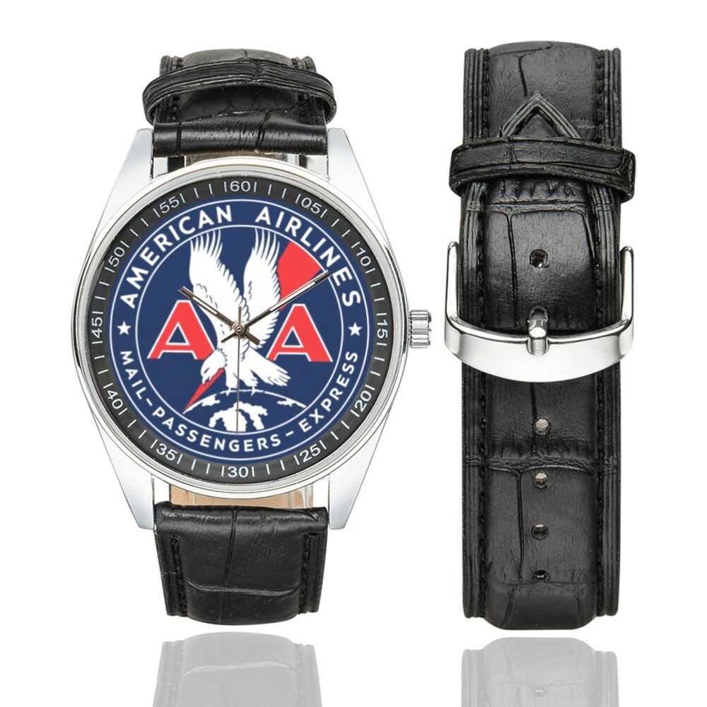 american airlines vintage 01 Men's Casual Leather Strap Watch.