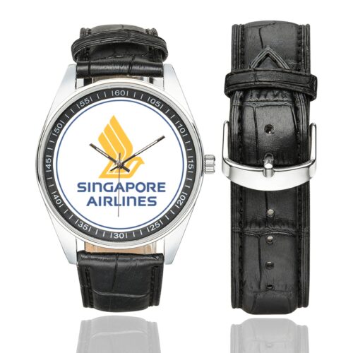 Singapore Airlines Men's Casual Leather Strap Watch.