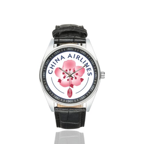 Alternative view of China Airlines Men's Casual Leather Strap Watch.