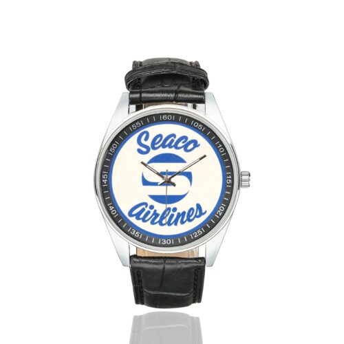 Alternative view of Seaco Airlines Men's Casual Leather Strap Watch.