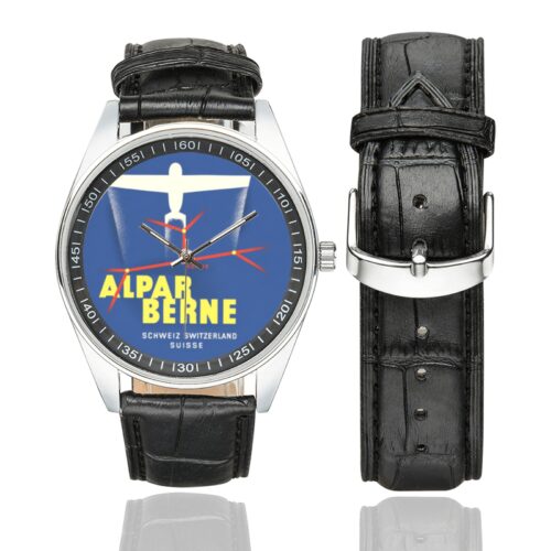 alpar berne Men's Casual Leather Strap Watch.