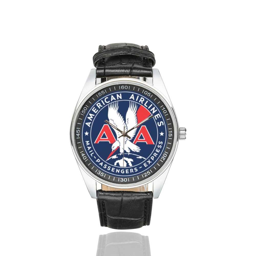 american airlines vintage 01 Men's Casual Leather Strap Watch. - Image 2