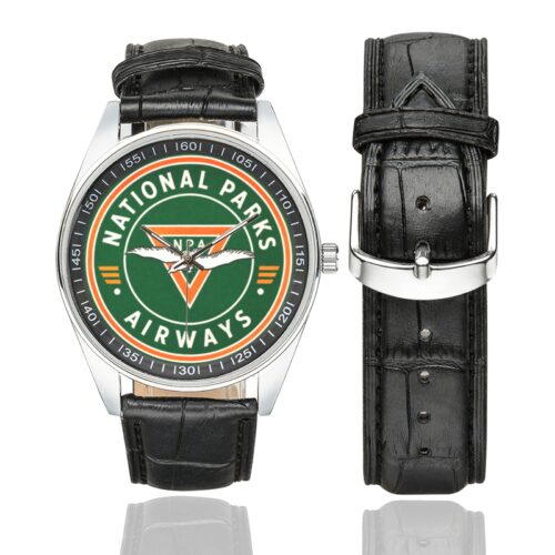 National parks airways Men's Casual Leather Strap Watch.