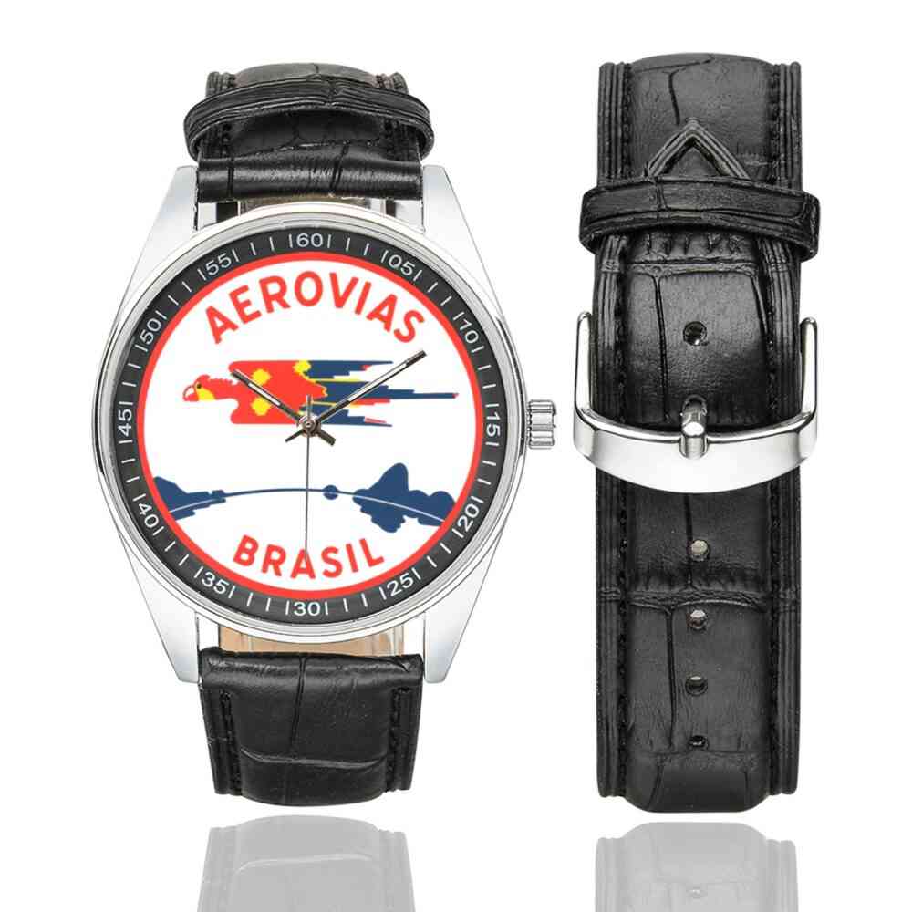 aerovias 01 Men's Casual Leather Strap Watch.