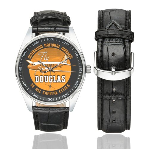 australian national airways Men's Casual Leather Strap Watch.