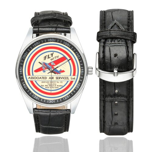 associated air service Men's Casual Leather Strap Watch.