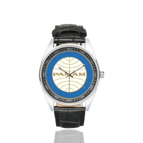 Alternative view of Pan Am vintage Men's Casual Leather Strap Watch.
