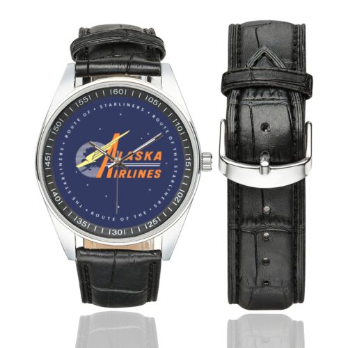 Alaska Airlines vintage Men's Casual Leather Strap Watch(Model 211) Alaska Airlines vintage Men's Casual Leather Strap Watch(Model 211)
