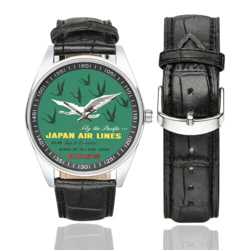 Japan Air lines Men's Casual Leather Strap Watch.