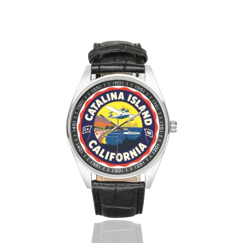 Alternative view of catalina island Men's Casual Leather Strap Watch(Model 211)