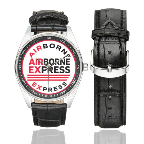 Airborne express 02 Men's Casual Leather Strap Watch.