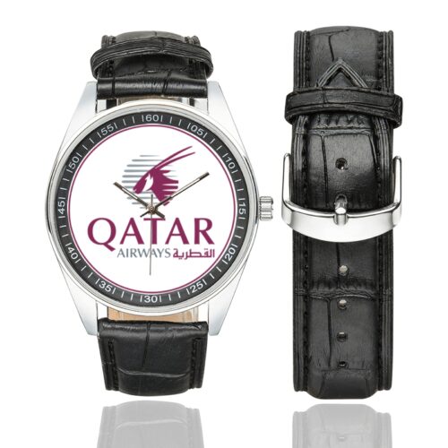 Qatar Airways Men's Casual Leather Strap Watch.