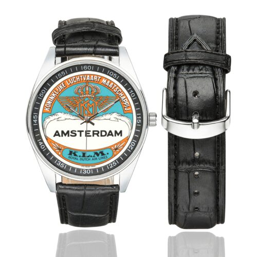 KLM amsterdam Men's Casual Leather Strap Watch(Model 211)