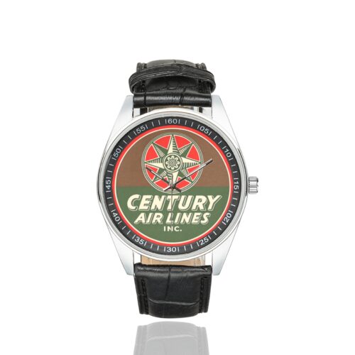 Alternative view of Century air lines Men's Casual Leather Strap Watch(Model 211)
