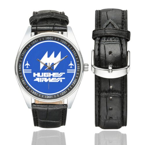 Hughes Airwest Men's Casual Leather Strap Watch.