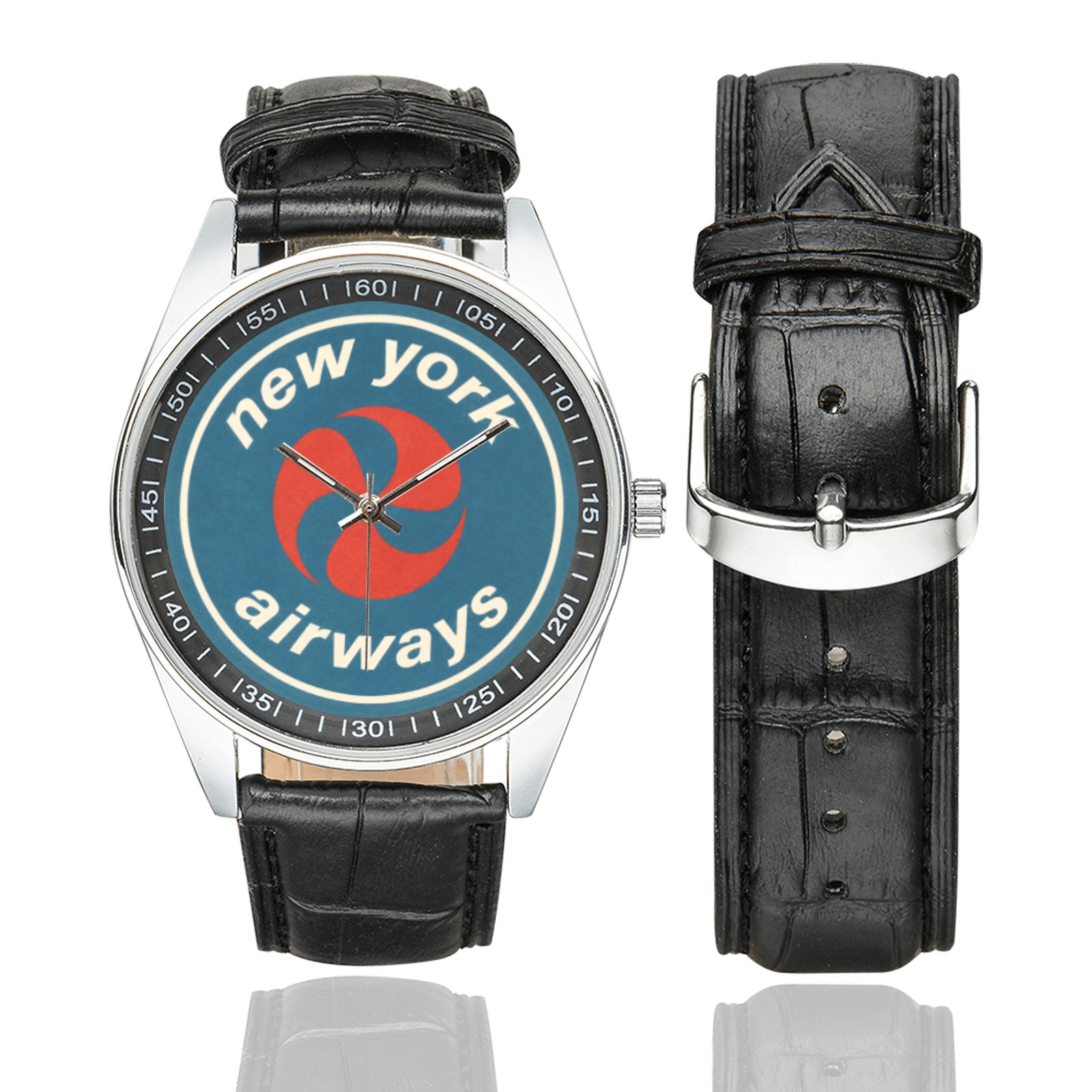 New york airways 02 Men's Casual Leather Strap Watch.