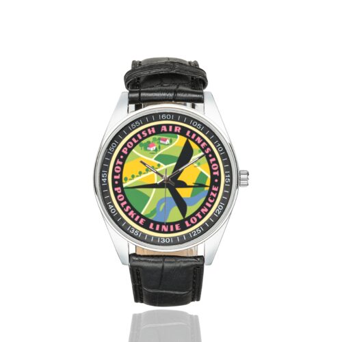 Alternative view of LOT polish airlines vintage Men's Casual Leather Strap Watch.