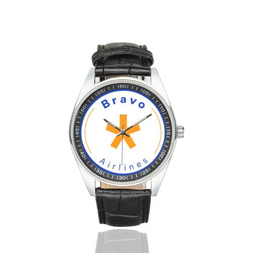 Alternative view of Bravo Airlines Men's Casual Leather Strap Watch.